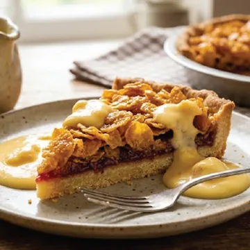 Cornflake tart with custard