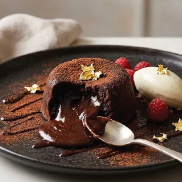 Chocolate lava cake with a gooey centre